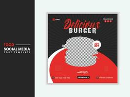 gustoso e caldo speziato hamburger sociale media inviare design gratuito vettore