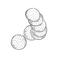 un' linea disegnato illustrazione di cracker. nero e bianca mano disegnato. un' molto semplice disegno di festivo biscotti. vettore