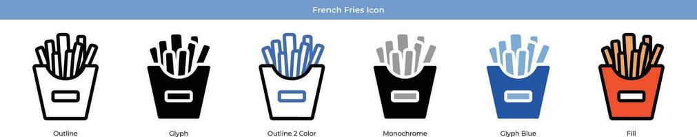 francese patatine fritte impostato con 6 stile vettore