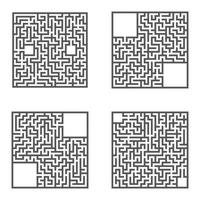 una serie di labirinti. gioco per bambini. puzzle per bambini. enigma del labirinto. illustrazione vettoriale piatto.