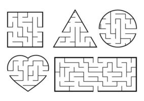 una serie di labirinti. gioco per bambini. puzzle per bambini. enigma del labirinto. illustrazione vettoriale. vettore