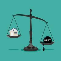debito e Casa su bilancia con equilibrio vettore