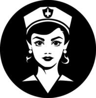 infermiera - nero e bianca isolato icona - vettore illustrazione