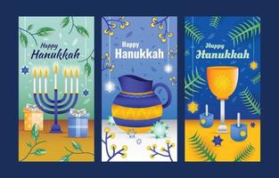 set di modelli di banner felice hanukkah vettore