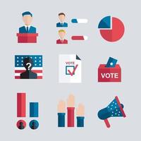 collezione di icone delle elezioni americane vettore