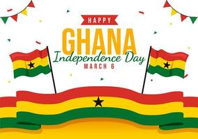 Ghana indipendenza giorno celebrazione vettore illustrazione su marzo 6 ° con agitando bandiera nel nazionale vacanza piatto cartone animato sfondo design