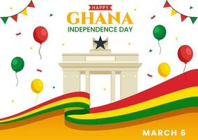 Ghana indipendenza giorno celebrazione vettore illustrazione su marzo 6 ° con agitando bandiera nel nazionale vacanza piatto cartone animato sfondo design