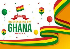 Ghana indipendenza giorno celebrazione vettore illustrazione su marzo 6 ° con agitando bandiera nel nazionale vacanza piatto cartone animato sfondo design