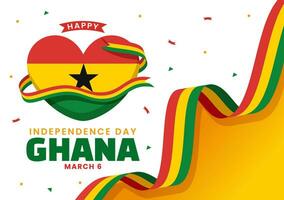 Ghana indipendenza giorno celebrazione vettore illustrazione su marzo 6 ° con agitando bandiera nel nazionale vacanza piatto cartone animato sfondo design