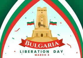 contento Bulgaria liberazione giorno vettore illustrazione su marzo 3 con bulgaro bandiera e nastro nel nazionale vacanza piatto cartone animato sfondo design