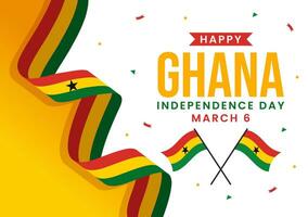 Ghana indipendenza giorno celebrazione vettore illustrazione su marzo 6 ° con agitando bandiera nel nazionale vacanza piatto cartone animato sfondo design