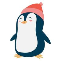 carino pinguino con Beanie animale illustrazione vettore