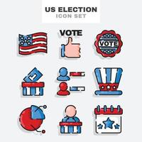 set di icone elettorali degli Stati Uniti vettore