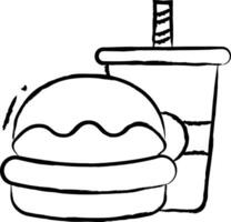 hamburger con Coca Cola mano disegnato vettore illustrazione