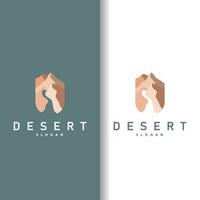 vettore illustrazione paesaggio deserto logo design con deserto colline sabbia semplice