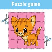 gioco di puzzle per l'educazione dei bambini. foglio di lavoro per lo sviluppo dell'istruzione. gioco per bambini. pagina delle attività. puzzle per bambini. indovinello per la scuola materna. semplice illustrazione vettoriale piatto isolato in stile cartone animato carino.