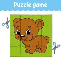 gioco di puzzle per l'educazione dei bambini. foglio di lavoro per lo sviluppo dell'istruzione. gioco per bambini. pagina delle attività. puzzle per bambini. indovinello per la scuola materna. semplice illustrazione vettoriale piatto isolato in stile cartone animato carino.