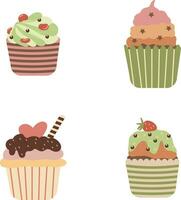 impostato di Cupcake dolce. con piatto design. vettore illustrazione.