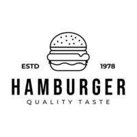 Hamburger logo icona illustrazione disegno, veloce cibo linea arte vettore