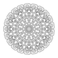 mandala in bianco e nero con motivo floreale. pagina da colorare. vettore