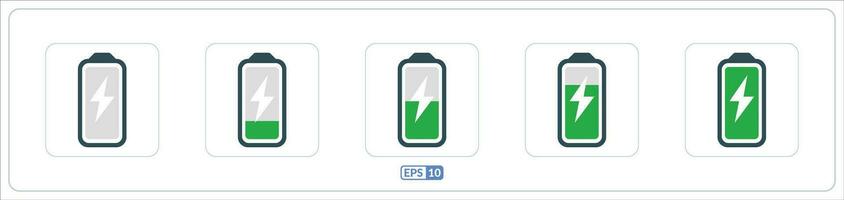 batteria con ricarica colore piatto icona impostato vettore