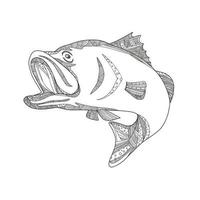 barramundi saltando doodle art vettore