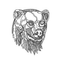 testa d'orso doodle art vettore