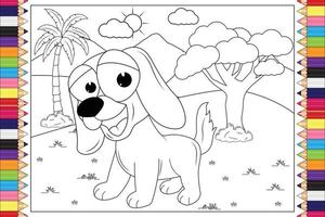 cartone animato cane da colorare per bambini vettore