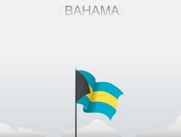 la bandiera delle Bahamas sventola su un palo che si erge alto sotto il cielo bianco vettore