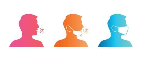 set di indossare una maschera facciale e starnutire icone, illustrazione vettoriale