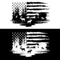 afflitto americano bandiera con cervo t camicia design vettore