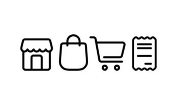 impostato di ui commercio elettronico, negozio, carrello, shopping carrello icona vettore illustrazione