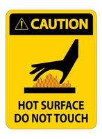 Attenzione pericolo di ustioni, superficie calda, non toccare il simbolo segno isolato su sfondo bianco, illustrazione vettoriale