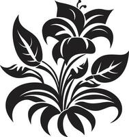 tropicale floreale splendore nero vettore design vivace isola petali vettore nero icona