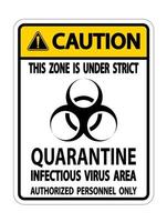 attenzione quarantena virus infettivo area segno isolare su sfondo bianco, illustrazione vettoriale eps.10