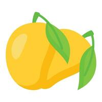 delizioso maturo manghi con foglia, Mango frutta icona design nel di moda stile vettore