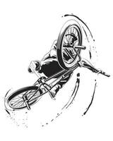 sport silhouette illustrazione di da corsa Bici nel estremo gli sport saltare, alte prestazioni da corsa biciclette impegnato nel aerotrasportato manovre entro il regno di estremo gli sport vettore