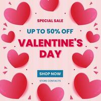 San Valentino giorno speciale vendita sociale media inviare modello disegno, con vettore cuori
