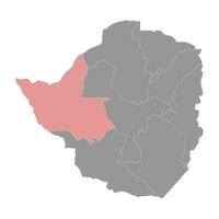 matabeland nord Provincia carta geografica, amministrativo divisione di Zimbabwe. vettore illustrazione.