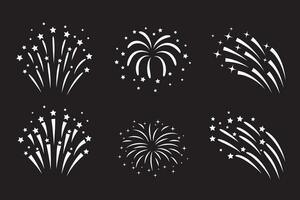 impostato di festivo fuochi d'artificio. vettore illustrazione su un' nero sfondo.