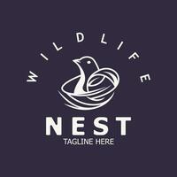 uccello nido logo naturale radice e foglia habitat uccello Casa isolato modello vettore
