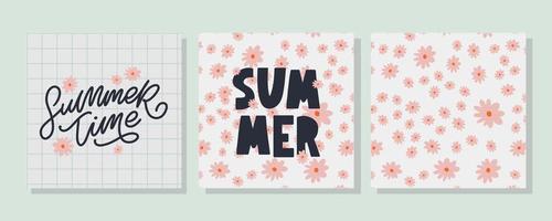 banner di saldi estivi con vettore di lettere di fiori