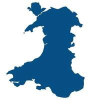 Galles carta geografica. carta geografica di Galles nel blu colore vettore