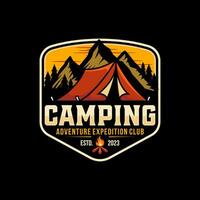 campeggio all'aperto avventura modello. tenda campo vettore illustrazione.