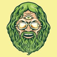 illustrazioni vintage head cannabis man kush vettore