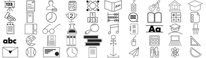 impostato di 50 schema icone relazionato per più alto formazione scolastica, Università. lineare icona collezione. modificabile ictus. vettore illustrazione