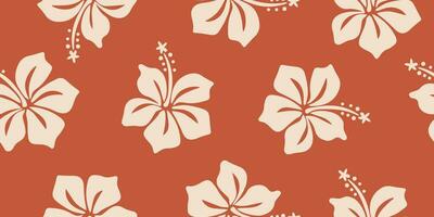 tropicale fiore modello senza soluzione di continuità, silhouette di ibisco fiori, mano disegnato botanico, floreale foglia per primavera e estate volta, naturale ornamenti per tessile, tessuto, sfondo, sfondo design. vettore