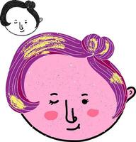 un' cartone animato disegno di un' donna con rosa capelli vettore