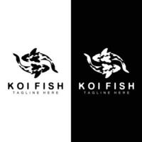 koi pesce logo design Cinese fortunato ornamentale pesce pesce rosso azienda marca vettore