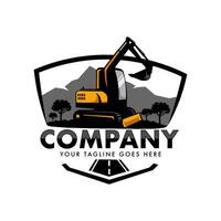 scavatrice nel strada logo design illustrazione vettore per costruzione azienda